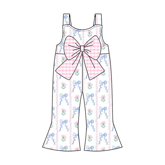 SR2662 flowers bow overall belt sling jumpsuit overall 202501 preorder