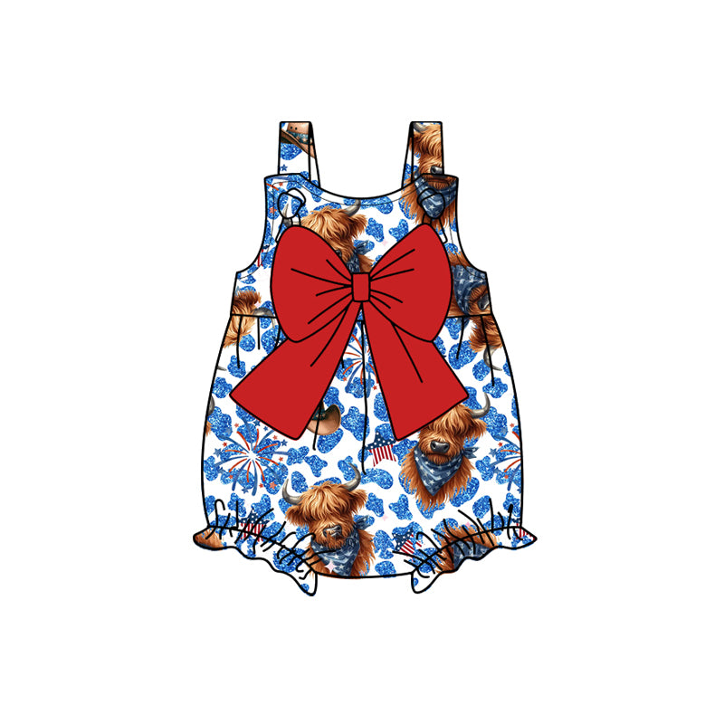 SR2663 4th July bow flowers girl romper 202501 preorder sibling