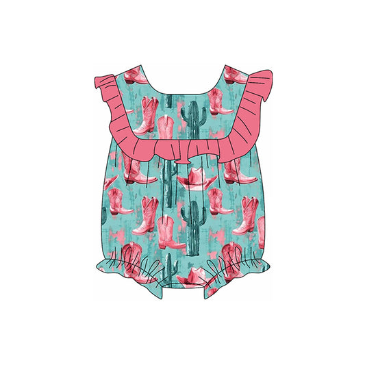 SR2667 boots flowers western girl summer romper 202501 preorder