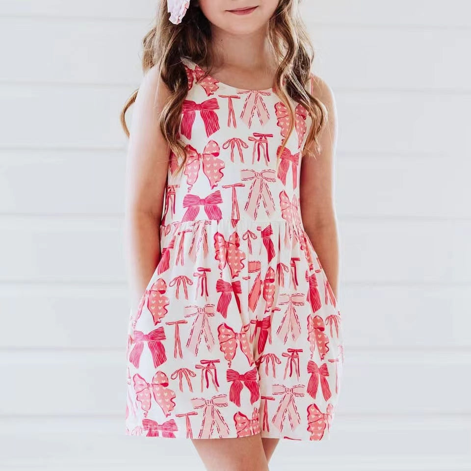 SR2670 bow short sleeves girl overall jumpsuit 202503 RTS