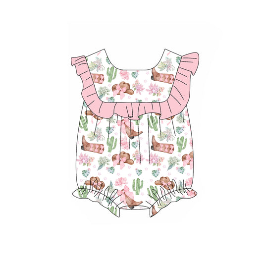 SR2679  western flowers girl summer romper 202502 preorder
