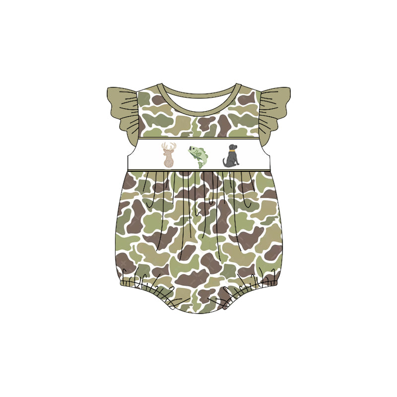 SR2686 deer fish dog camo western girl summer romper 202502 preorder