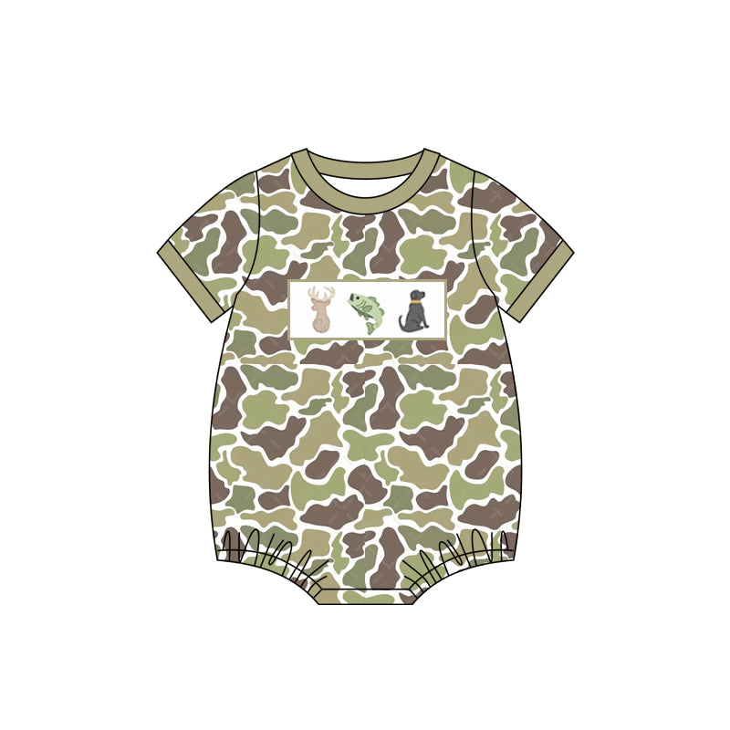 SR2687 deer fish dog camo western boy summer romper 202502 preorder