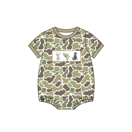 SR2687 deer fish dog camo western boy summer romper 202502 preorder