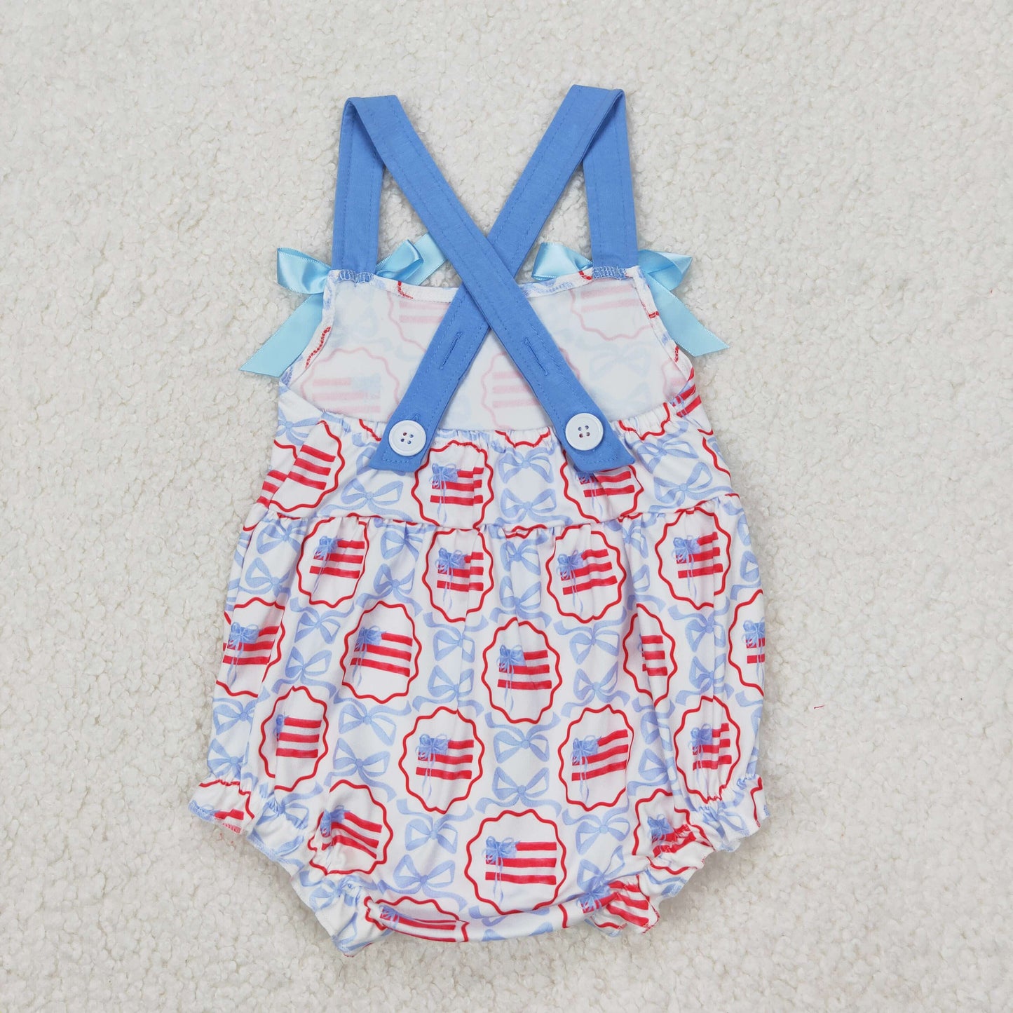 SR2691 4th July bow flowers western girl summer romper 202503 RTS