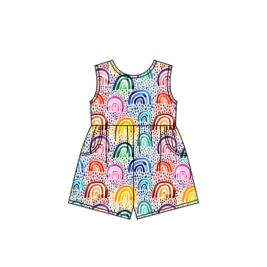 SR2696 rainbow bow girl jumpsuit overall 202502  preorder