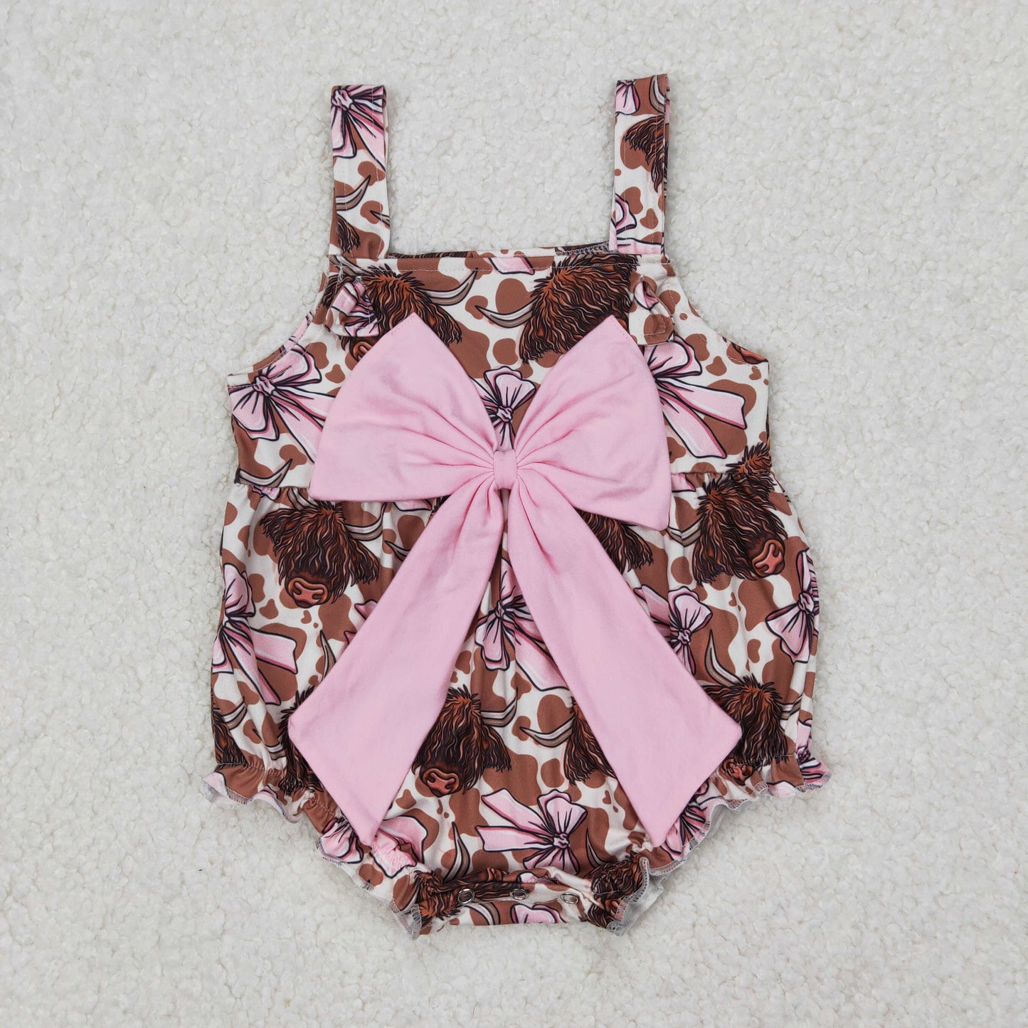SR2697  bow cow western girl summer romper 202503 RTS