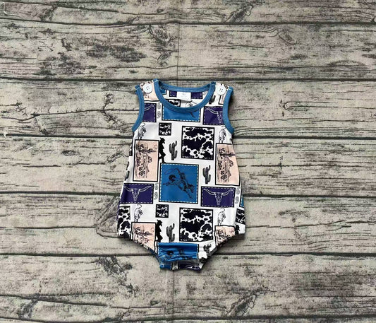 SR2700 cowboy western boy summer romper 202502 preorder