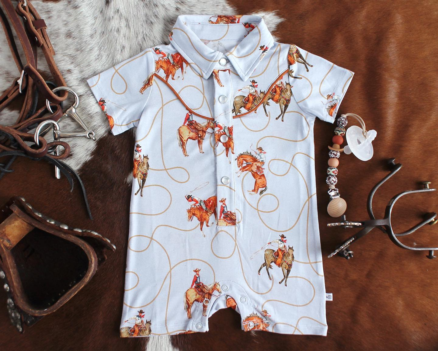SR2737 preorder cowboy horse girl romper 202502