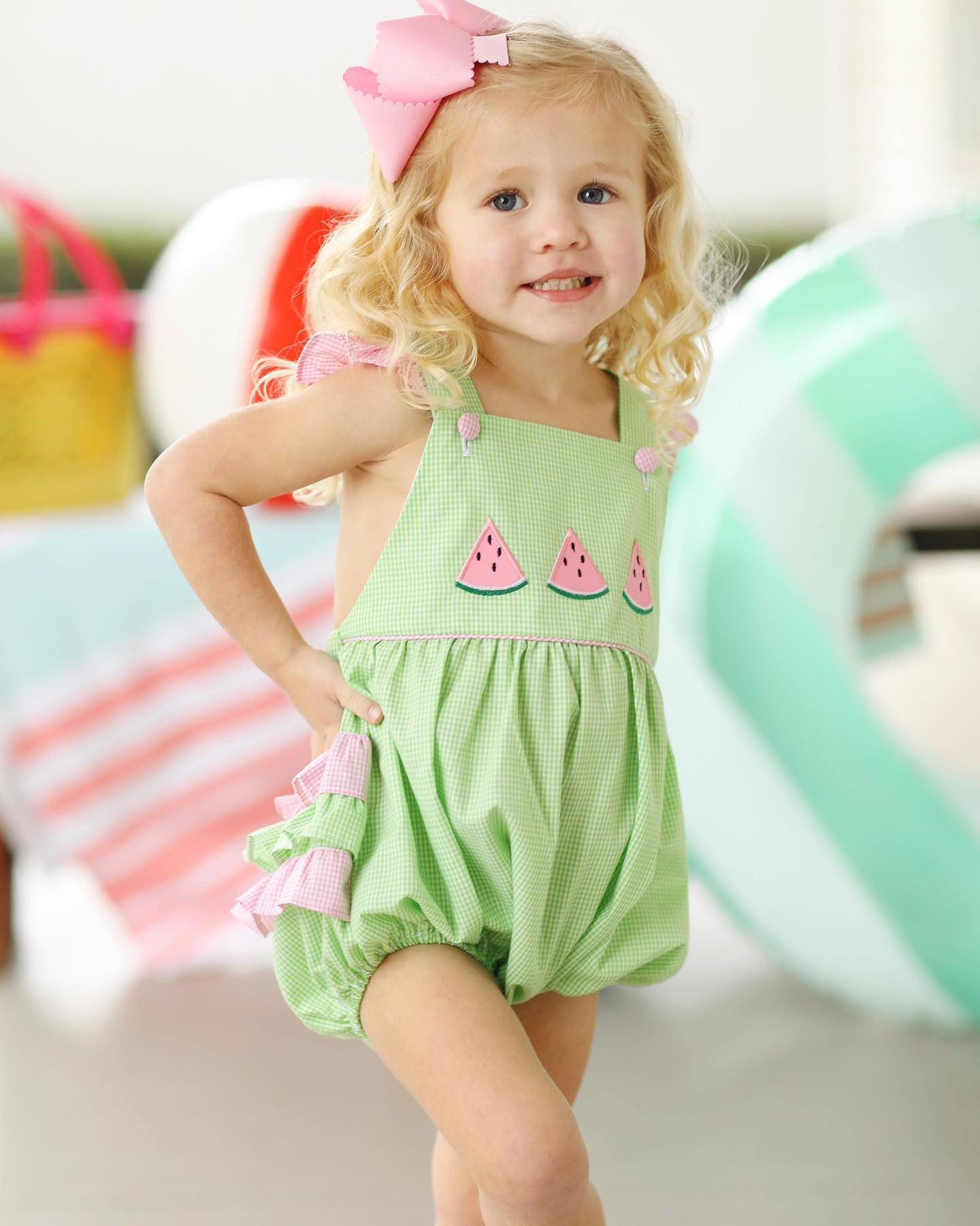 SR2764 Embroidery watermelon RTS girl romper 202504 RTS