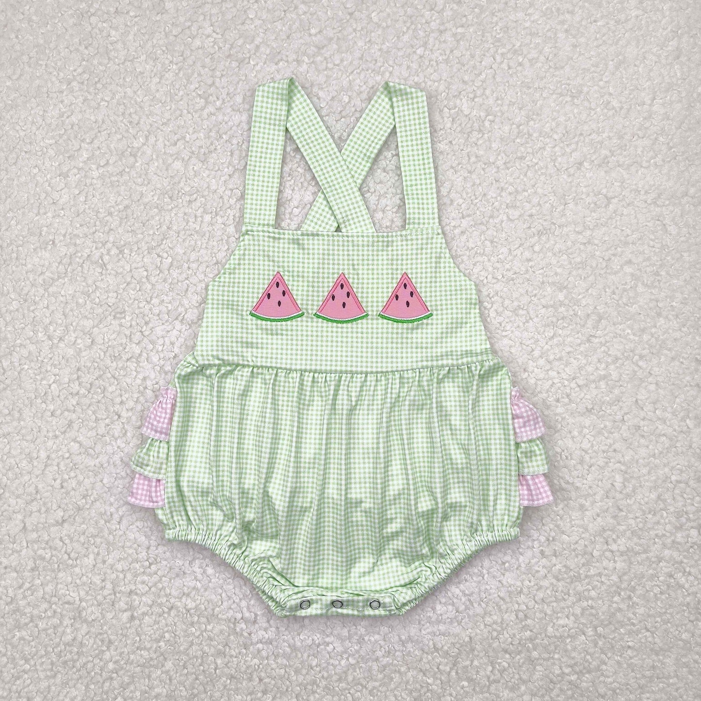 SR2764 Embroidery watermelon RTS girl romper 202504 RTS