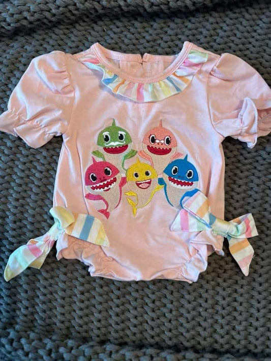 SR2766 cartoon baby shark fish preorder girl romper 202502