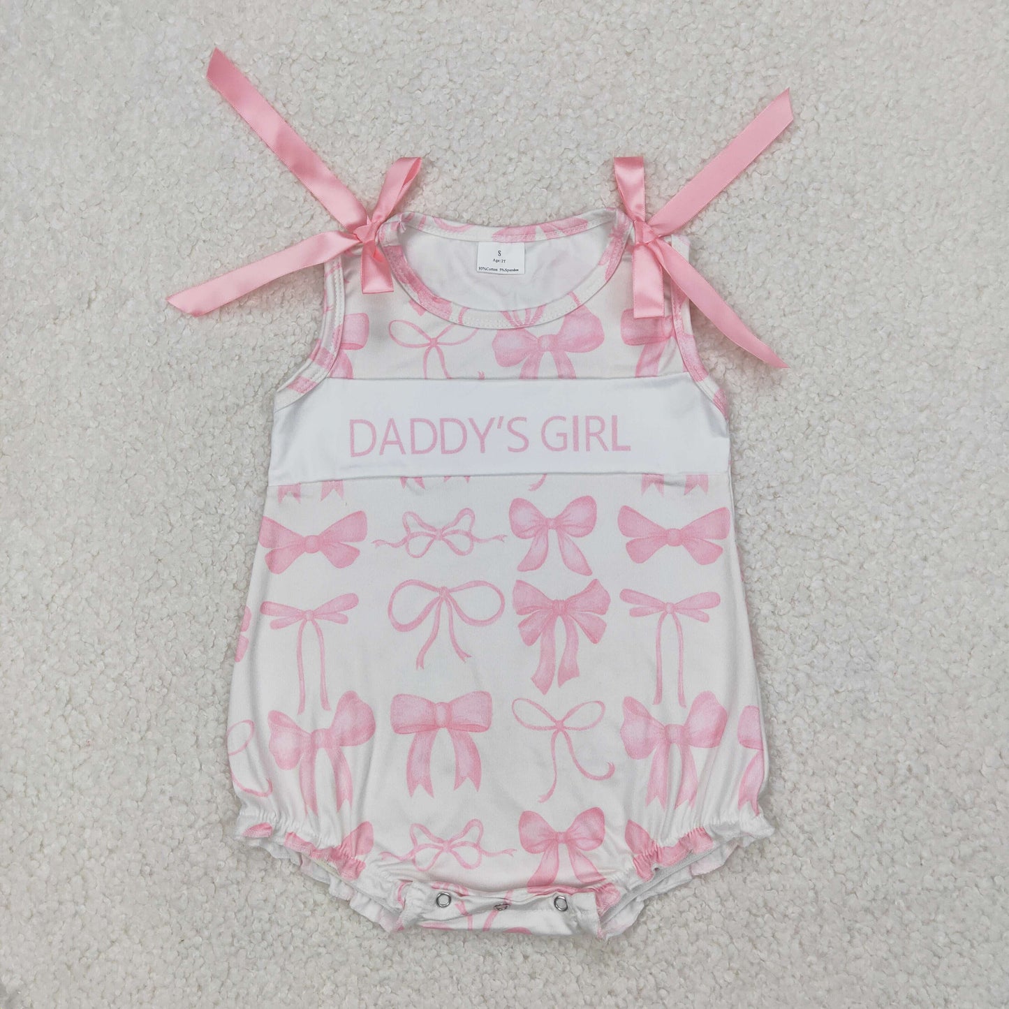 SR2818 girl daddy bow girl romper 202504 sibling RTS
