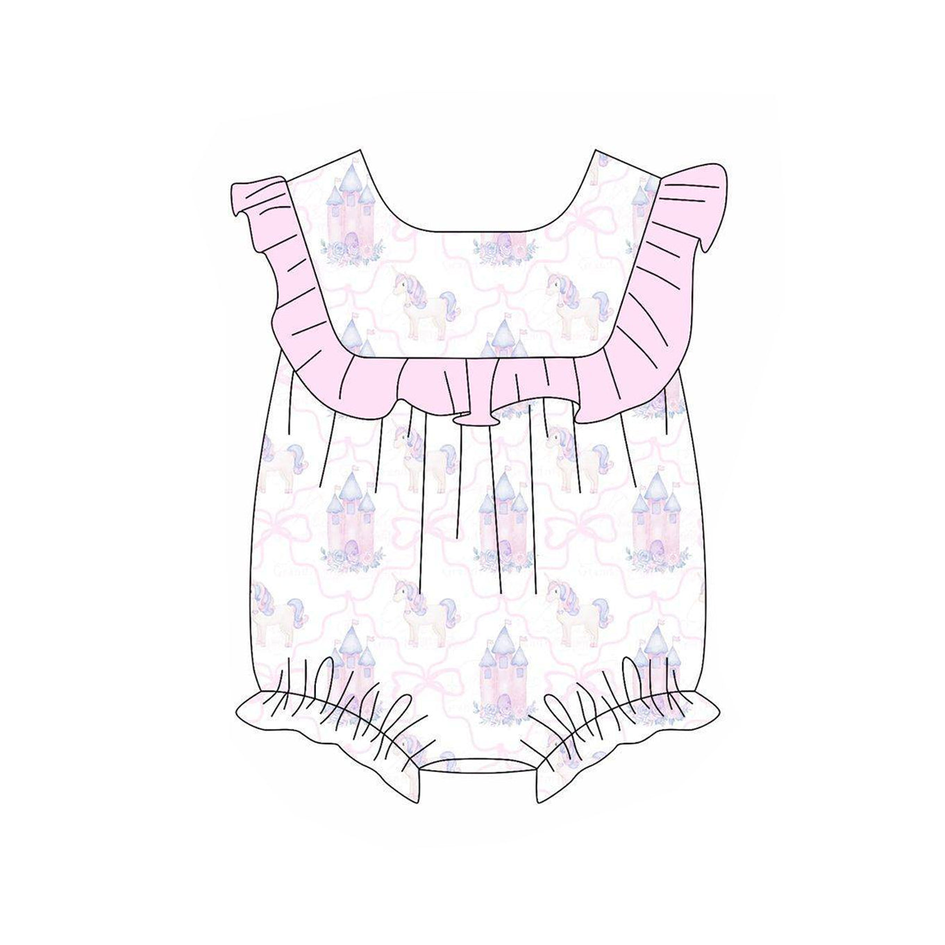 SR2830 preorder bow unicorn flowers girl romper 202502