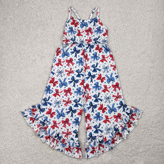 SR2865 4TH july  bow girl jumpsuit overall 202504 RTS