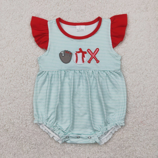 SR2892 embroidery 4th july girl summer romper 202504 RTS