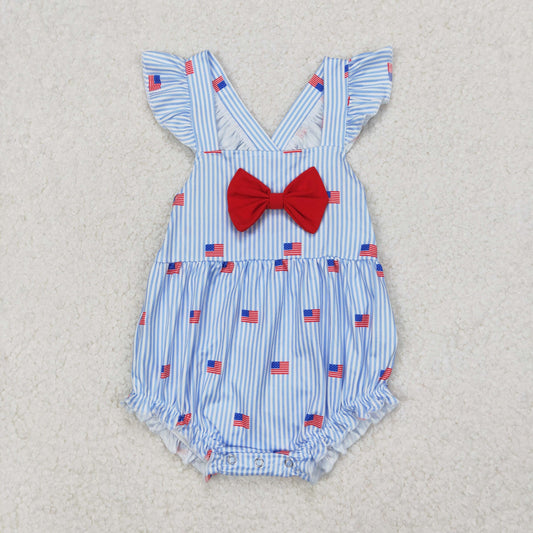 SR2921 bow 4th july western girl summer romper 202503 RTS
