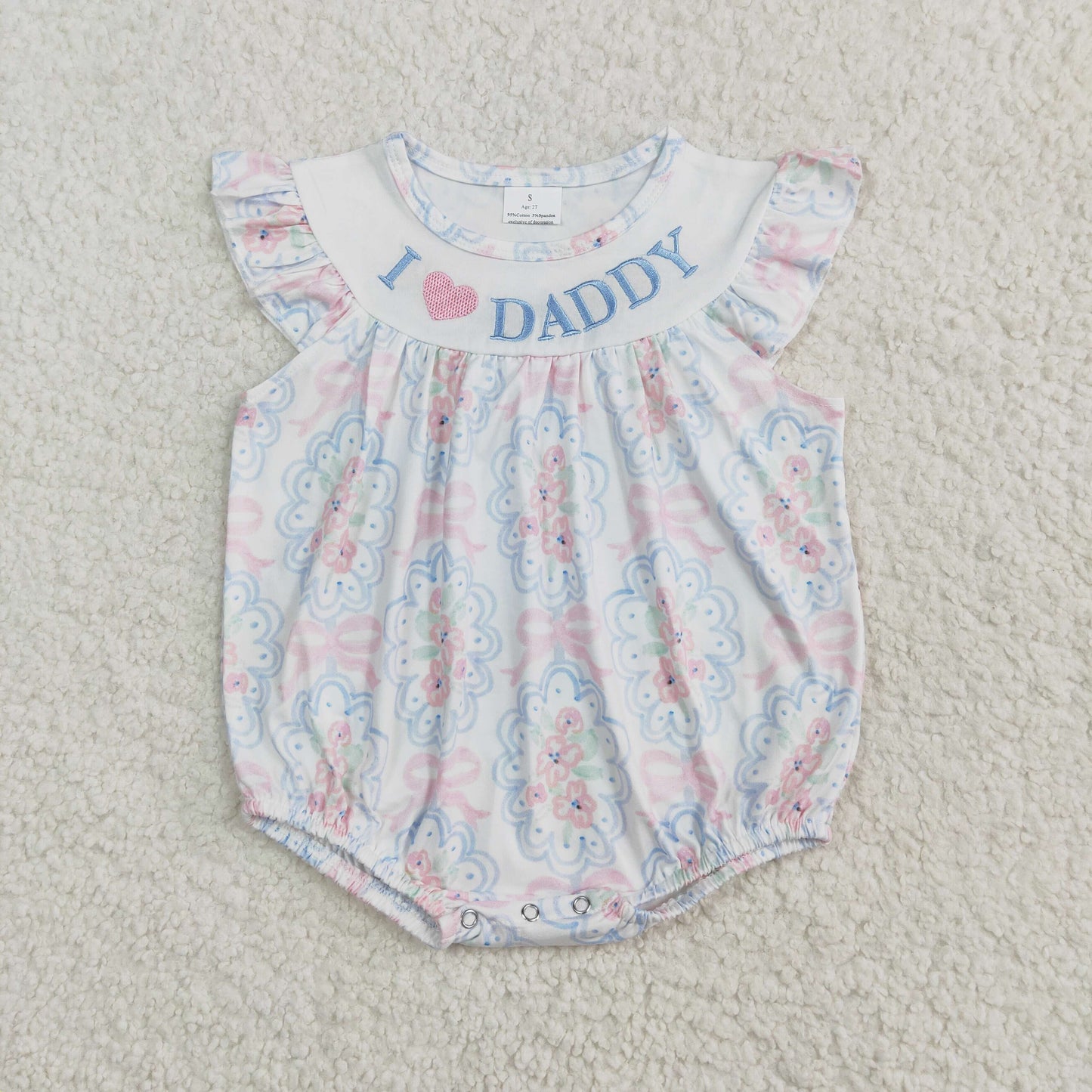 SR2946 embroidery love dad western girl summer romper 202504 RTS