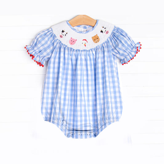 SR2981 smocked farm cow girl romper 202503 preorders