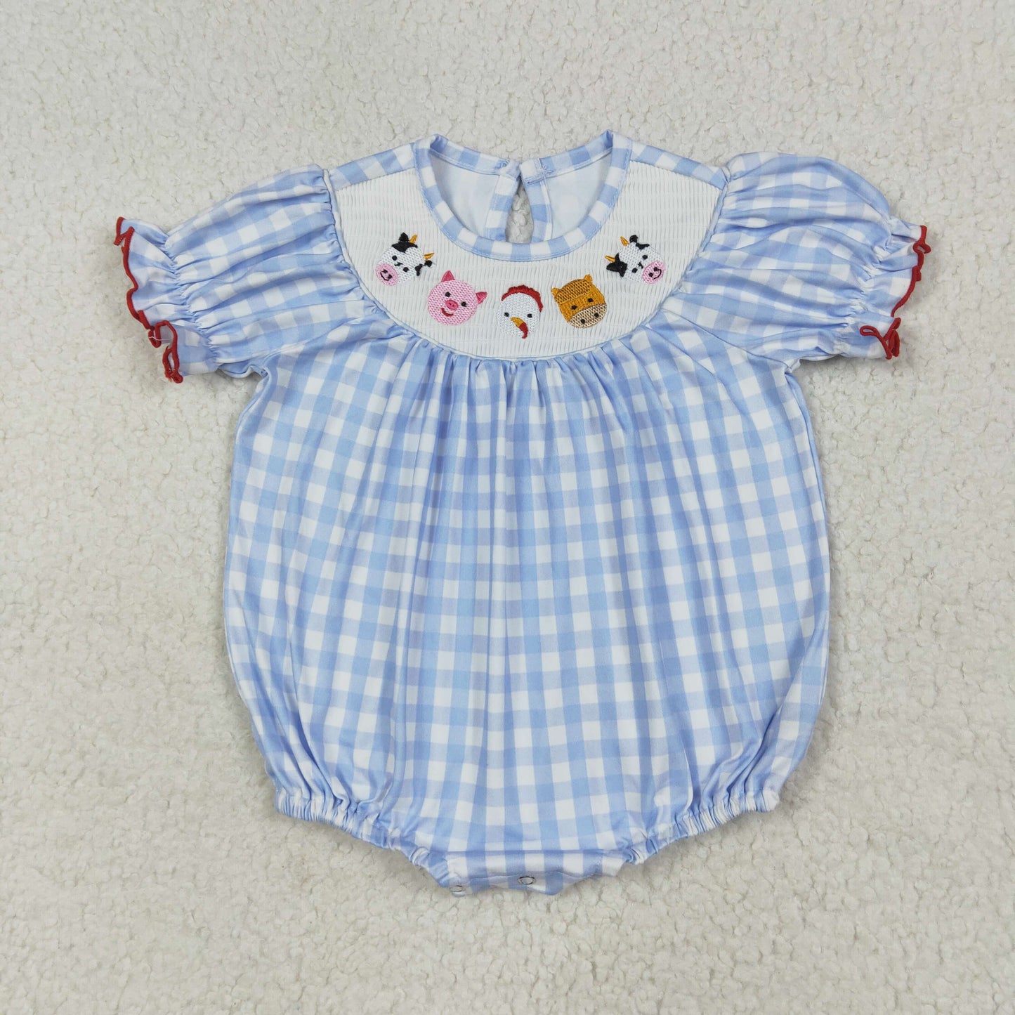 SR2981 smocked cow girl romper 202506 RTS