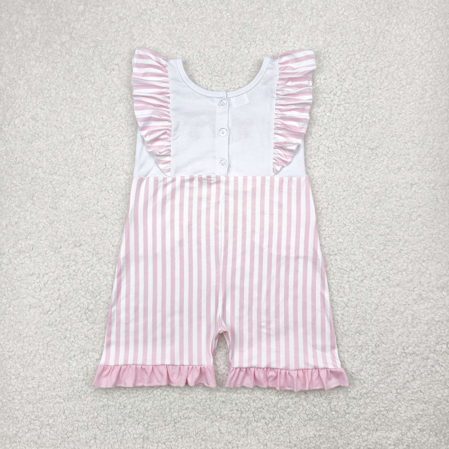 SR3025 embroidery BOW kids summer romper 202504 RTS