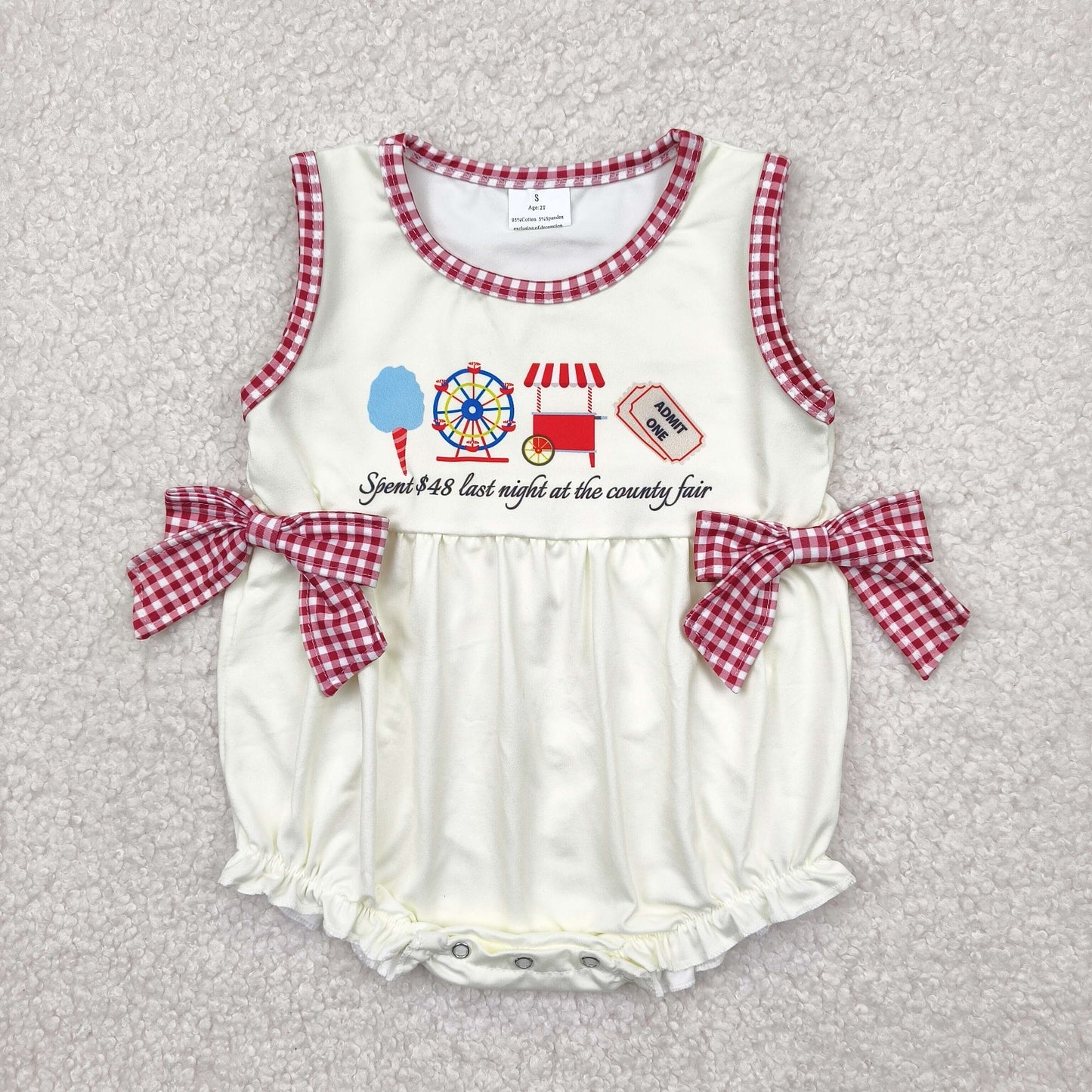 SR3037 48hours bow plaid American Honey 4TH July girl summer romper 202504 RTS