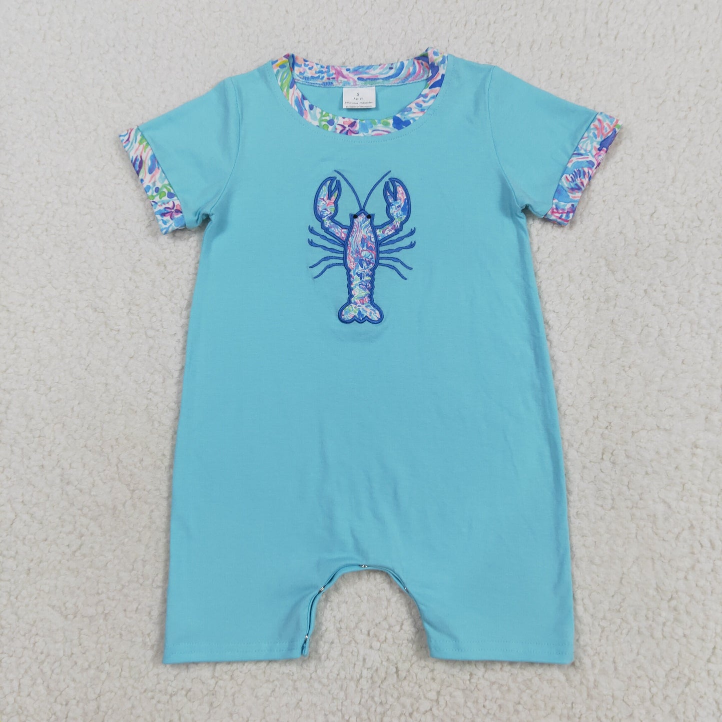 SR3044 embroidery cray fish western girl summer romper 202508 RTS