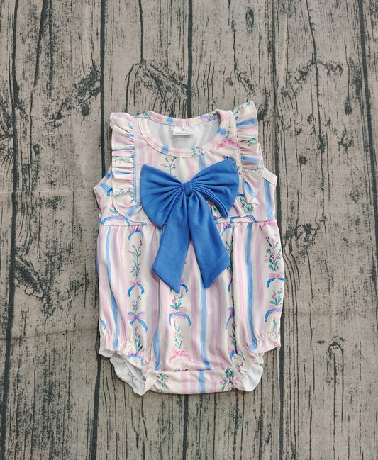 SR3045 BOW Flowes American 4TH July girl romper 202504 preorder