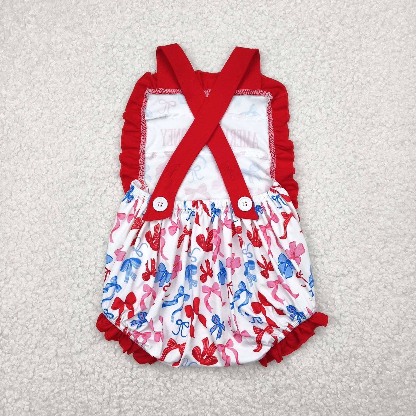 SR3048 American honey bow 4th July western girl summer romper 202504 RTS