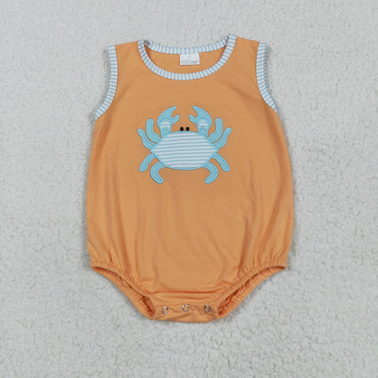 SR3058 embroidery crab fish western girl summer romper 202505 RTS