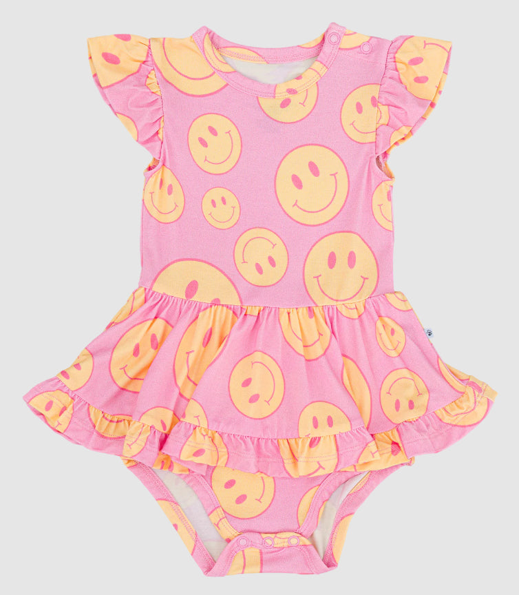 SR3084 smile face kids girl summer romper 202504 preorder