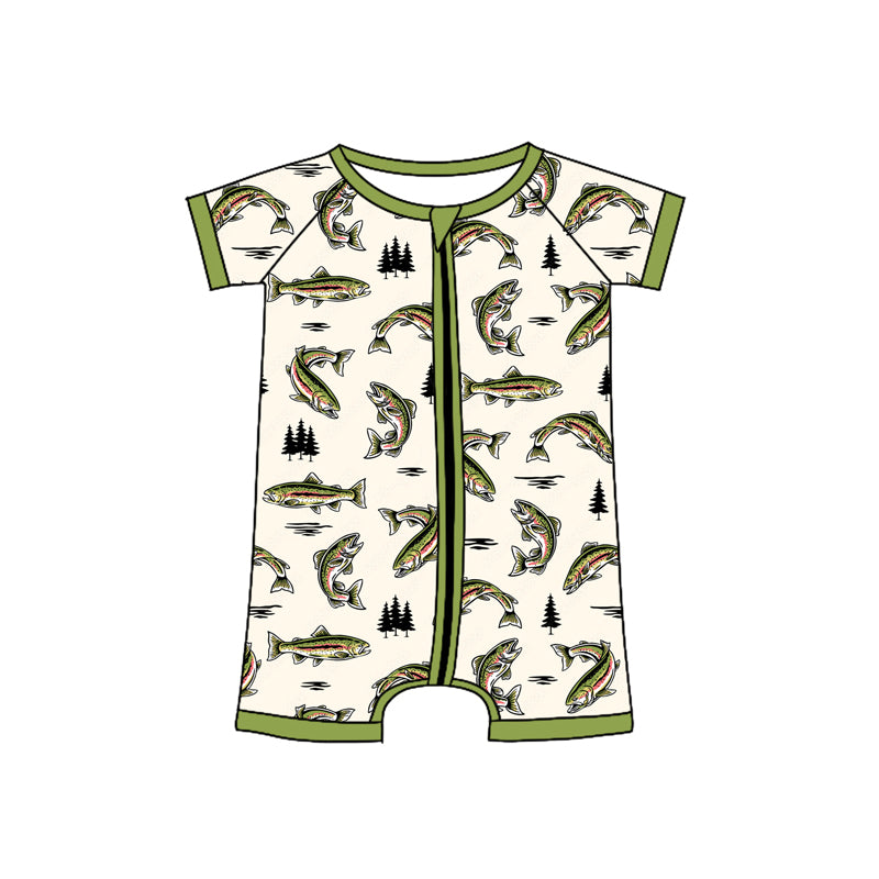 SR3095 western fish western boy kids summer romper 202505 preorder