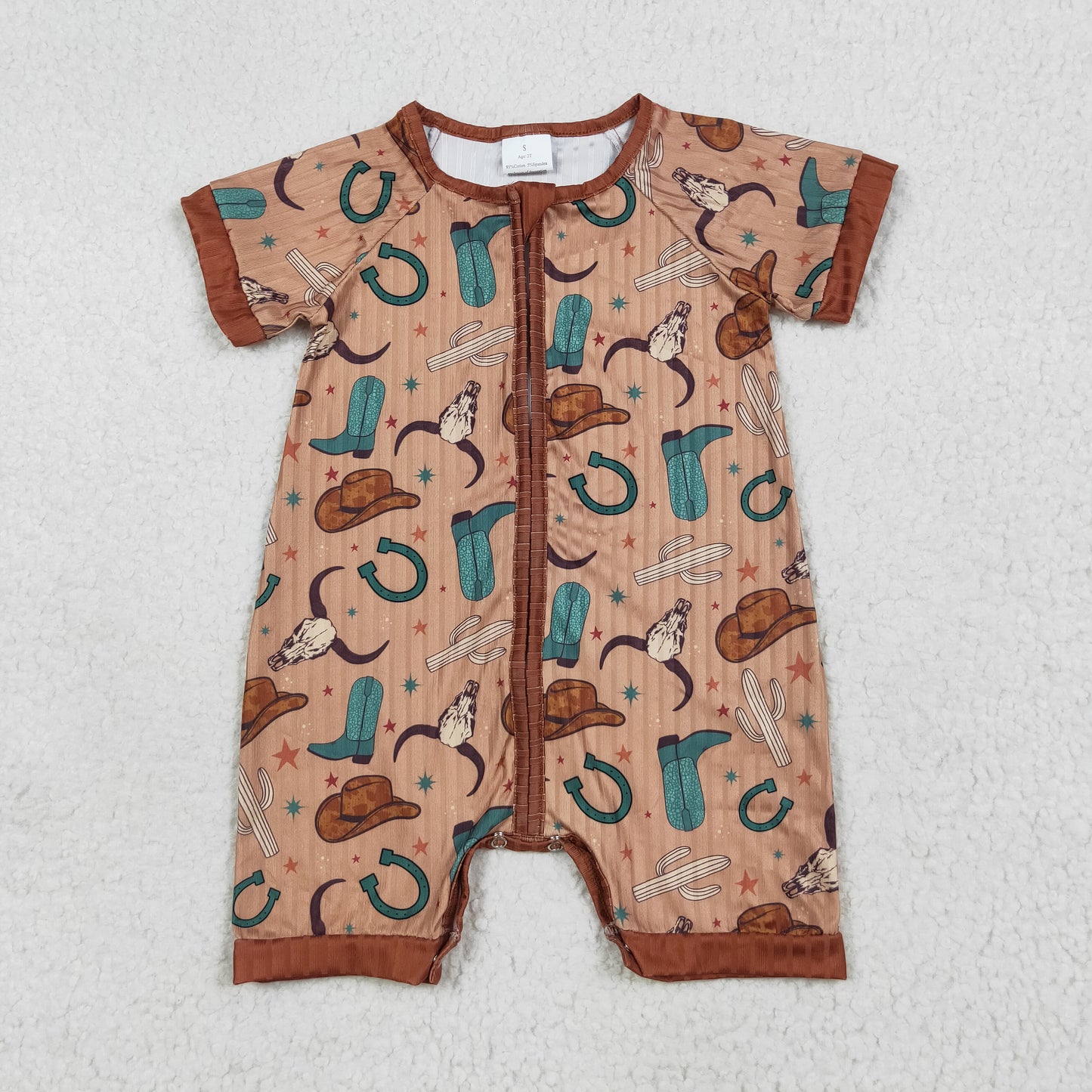 SR3155坑条 western boy romper 202507 RTS