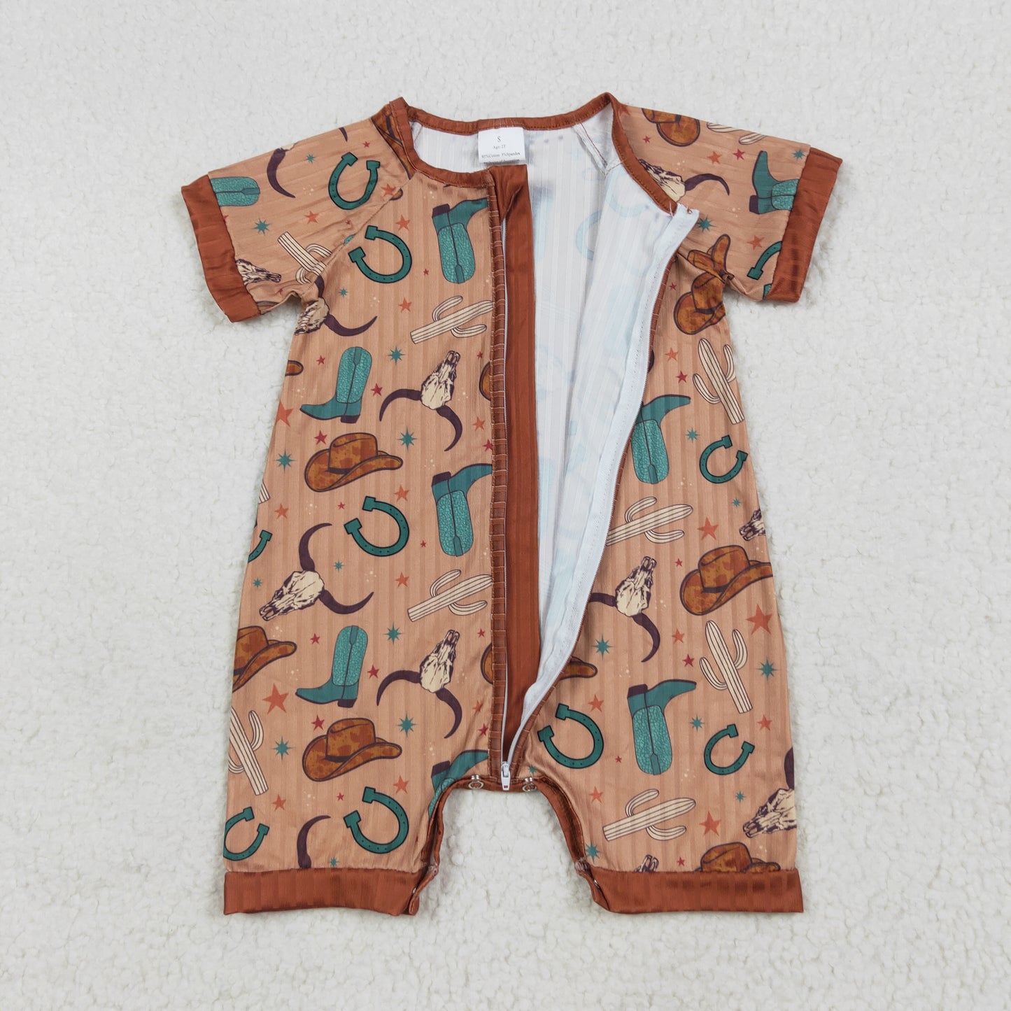SR3155坑条 western boy romper 202507 RTS