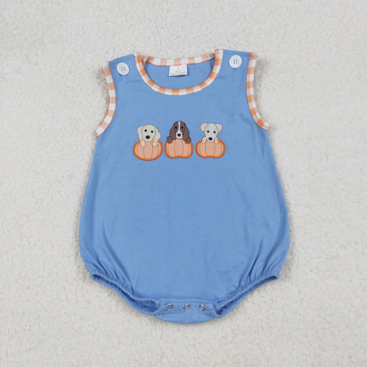 SR3190 embroidery dog pumpkin romper boy summer romper 202509 RTS
