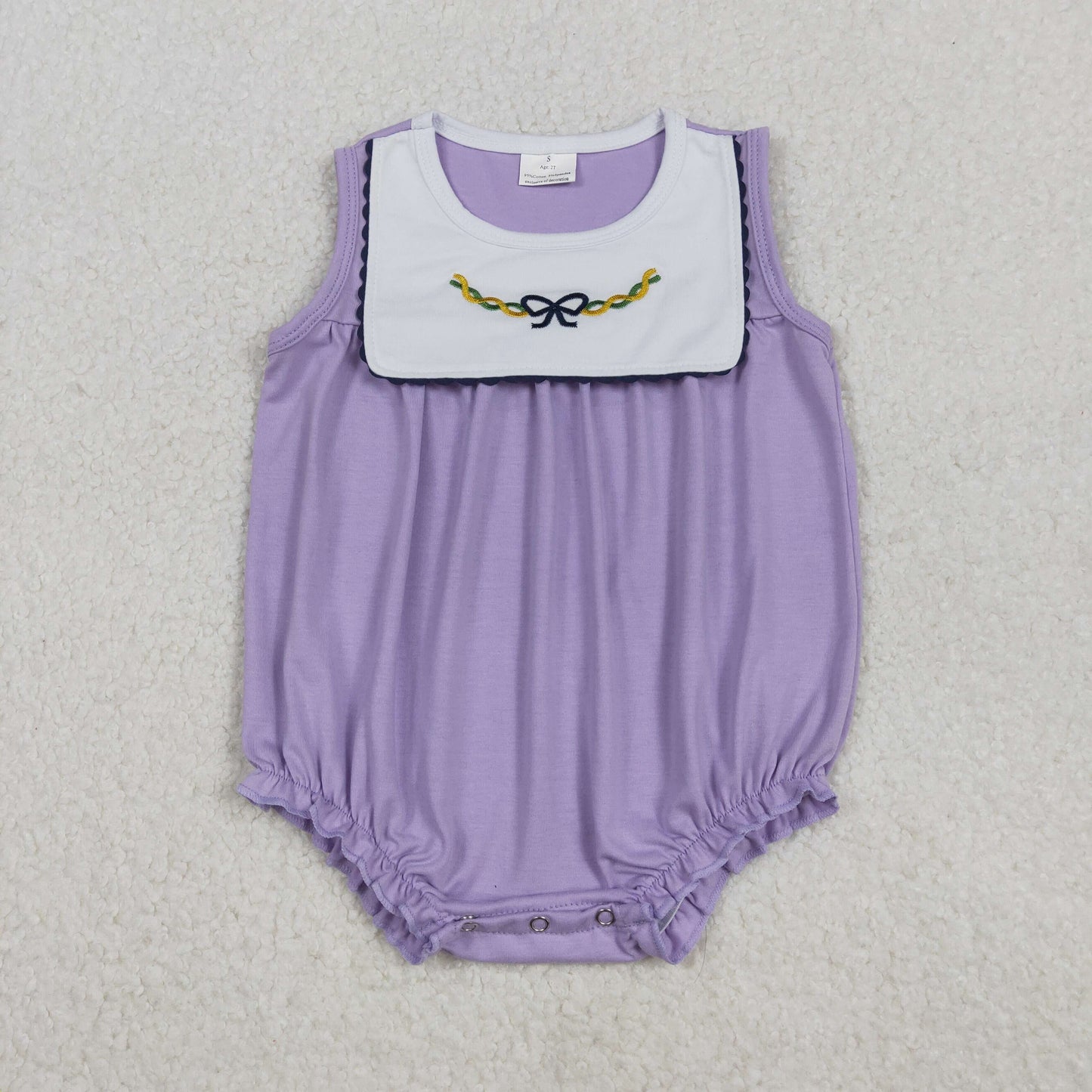 SR3235 embroidery bow girl summer romper 202511 RTS