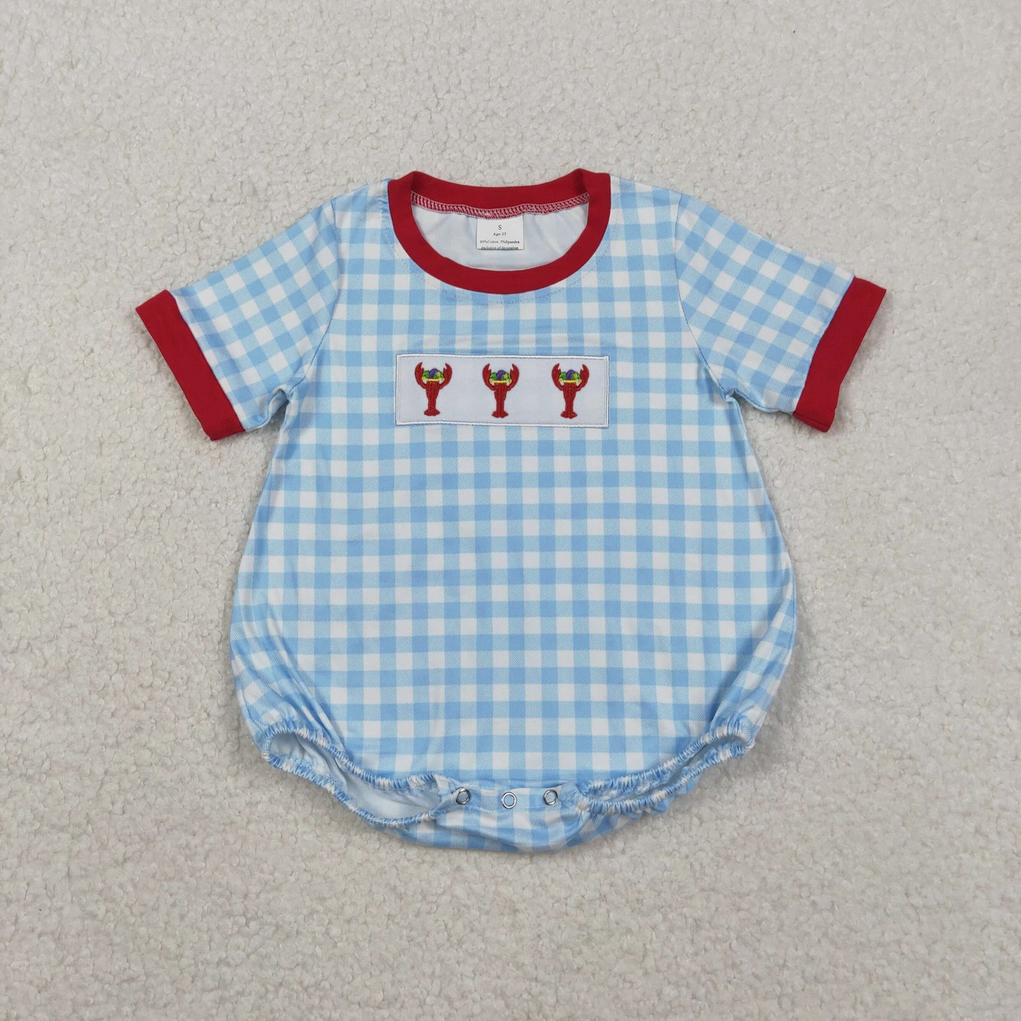 SR3257 embroidery cray fish boy summer romper 202511 rts