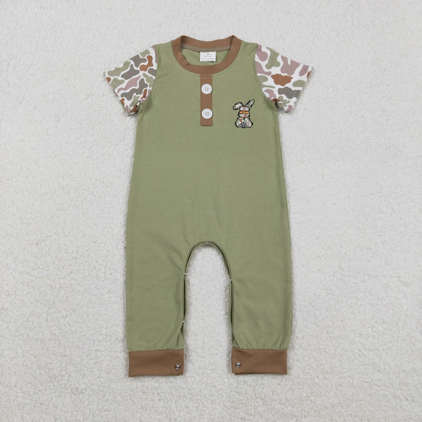SR3258 embroidery Easter rabbit camo boy summer romper 202511 RTS