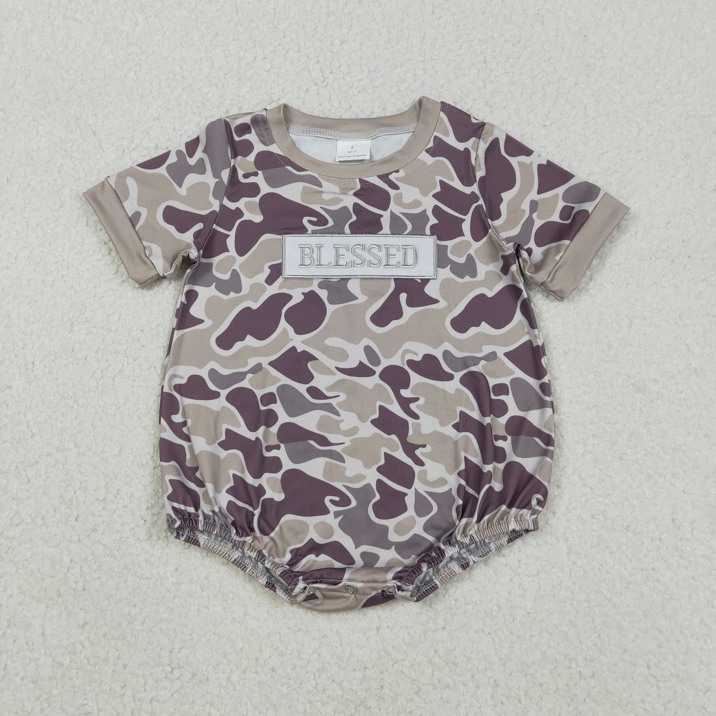 SR3263 Embroidery CAMO blessed girl romper 202512 RTS