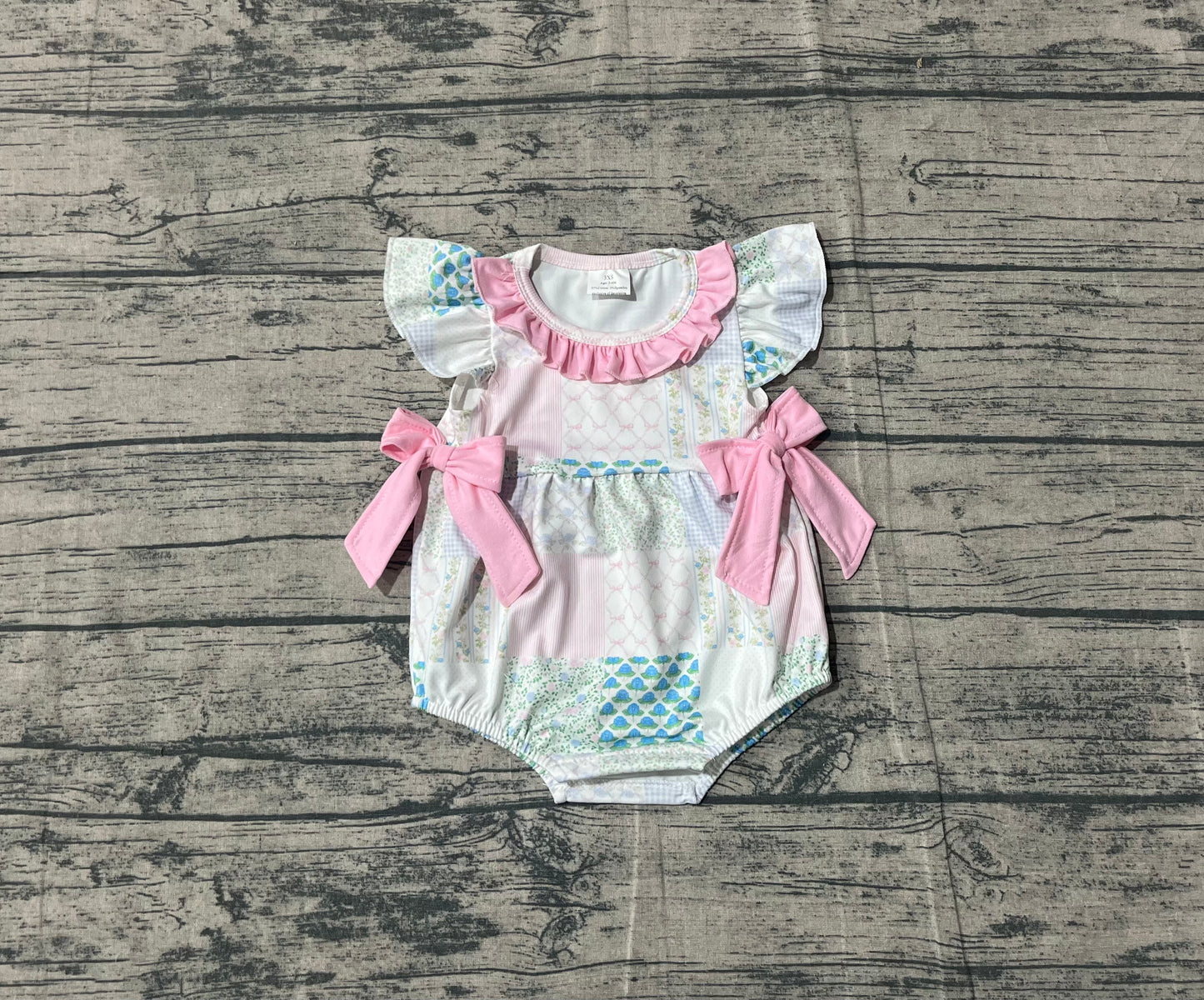 SR3293 flowers bow girl summer romper 202510 preorder