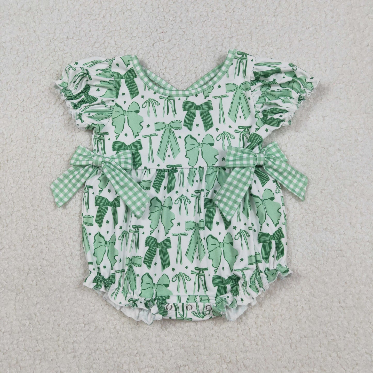 SR3305 bow green girl camo romper 202512 RTS