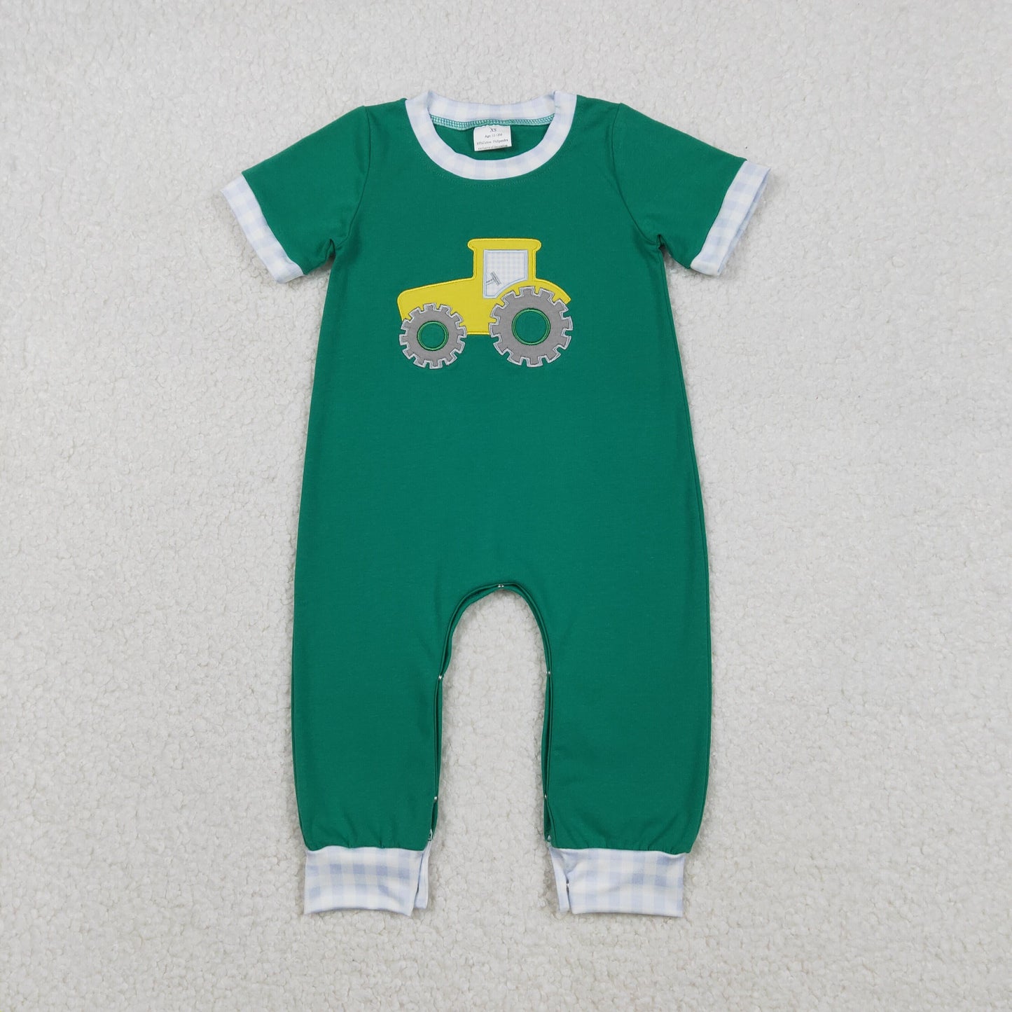 SR3332 Embroidery tractor boy romper 202511 RTS