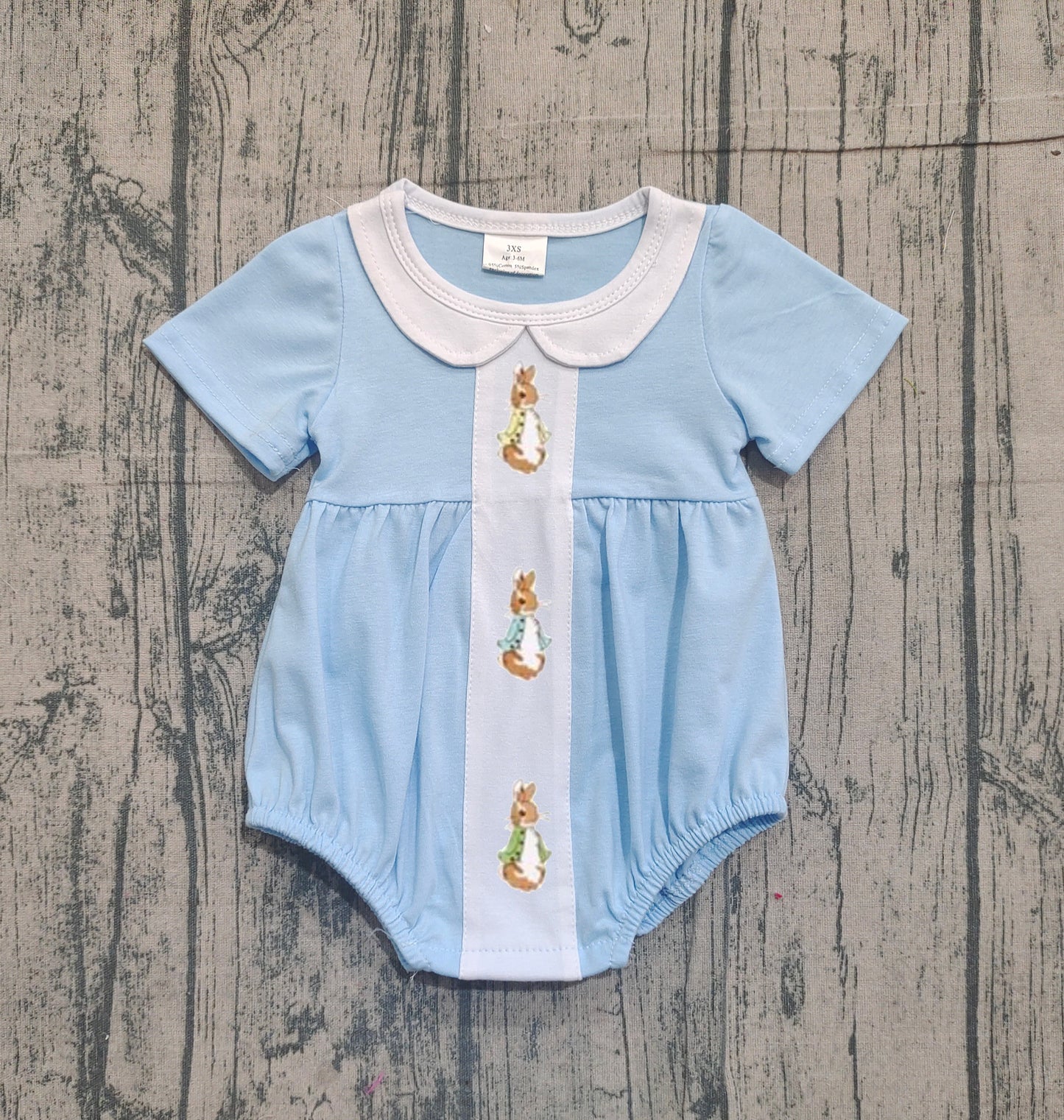 SR3383 Embroidery Easter girl boy summer romper 202512 preorder