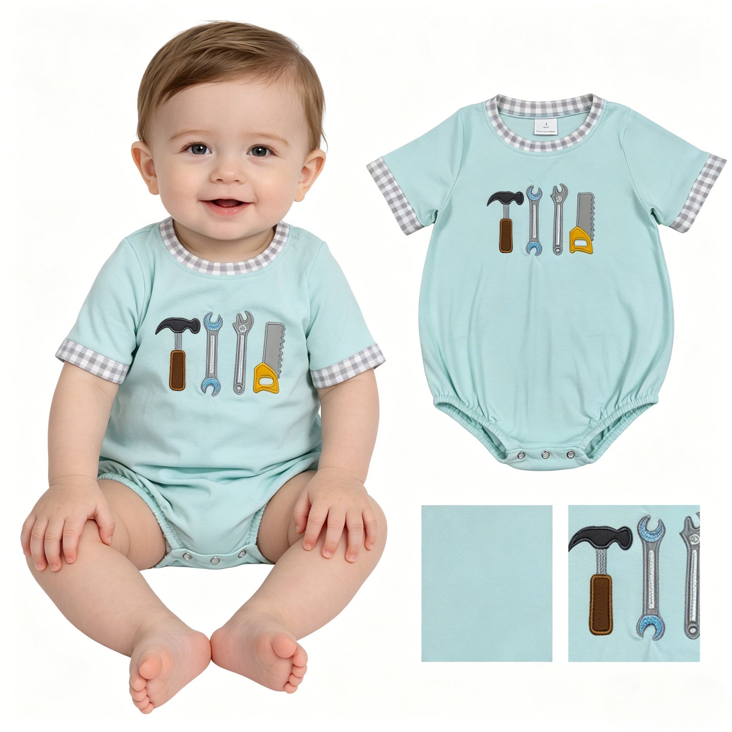 SR3541 embroidery TOOLS girl summer romper 202604 RTS