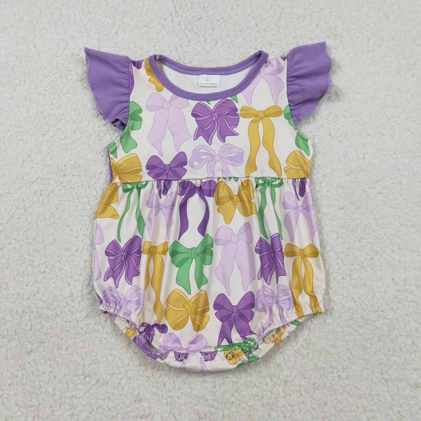SR3546 Mardi gras bow GIRL romper 202601 RTS