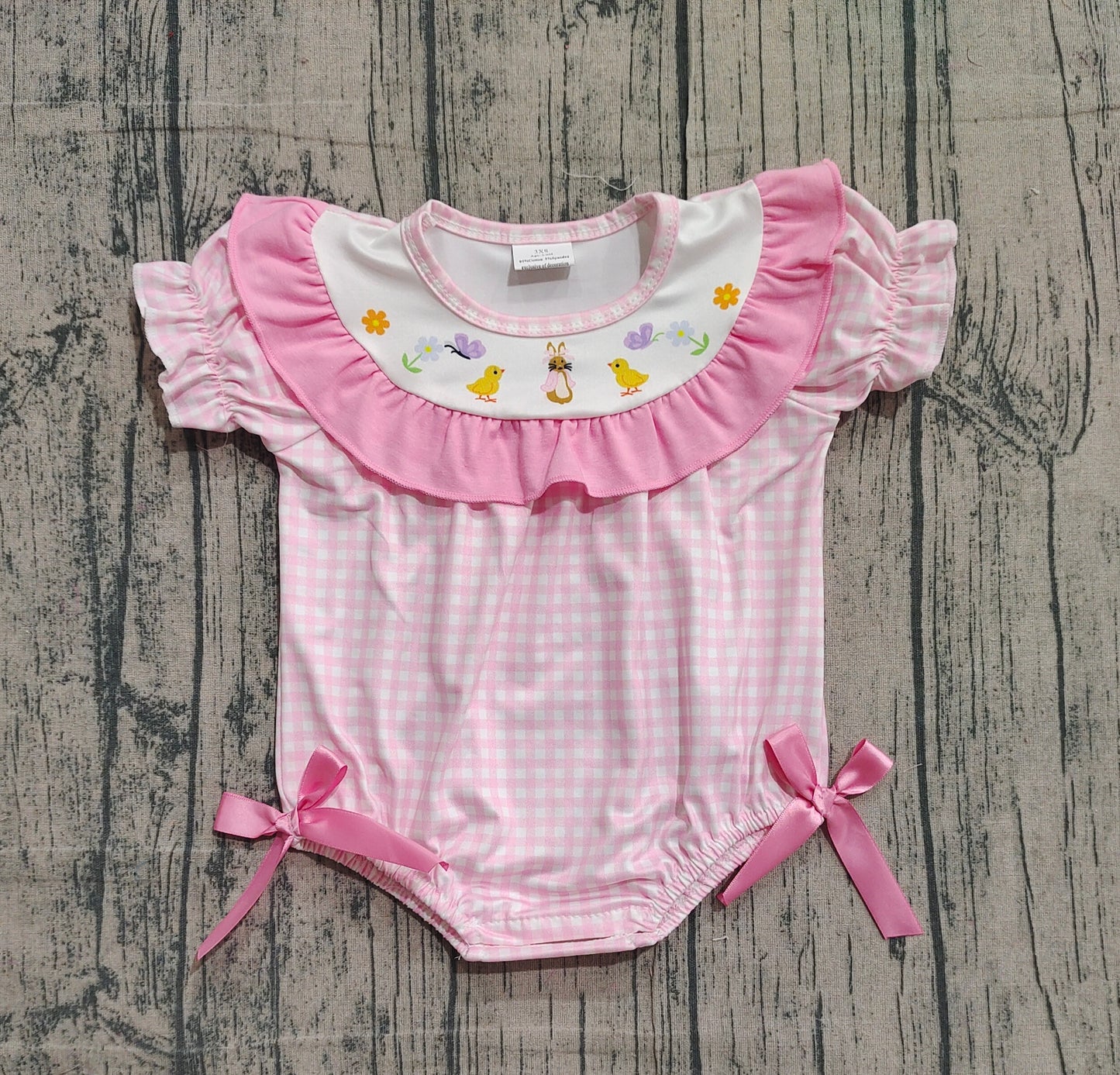SR3565 pink flower bird GIRL romper 202511 RTS