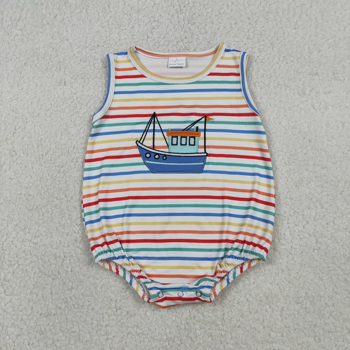 SR3733 embroidery sail boat girl summer romper 202601 RTS