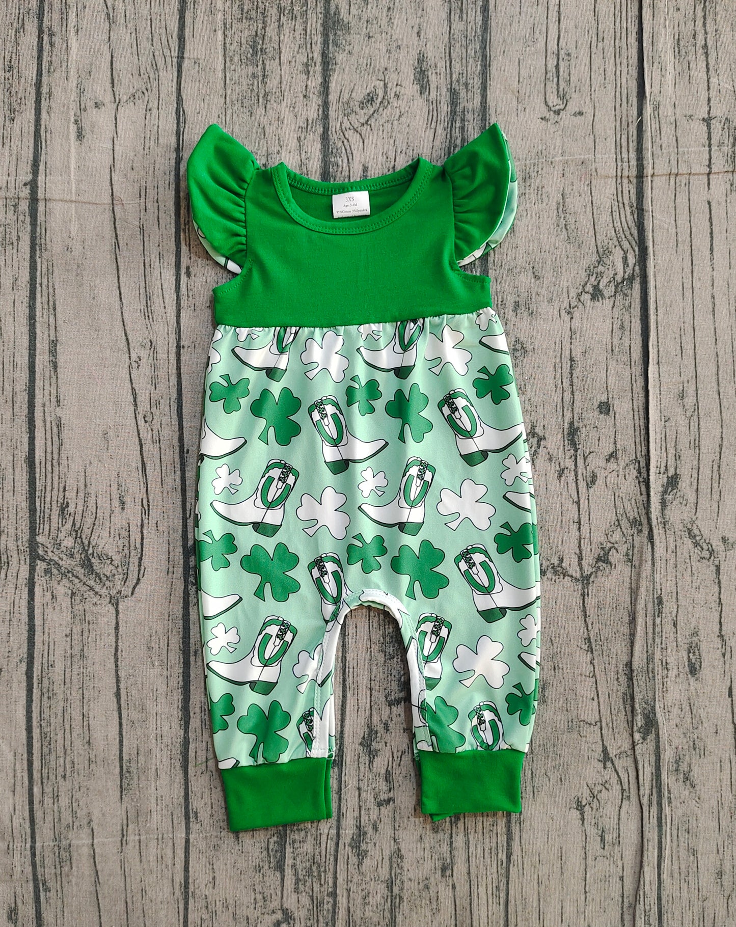 SR3783 lucky ST Patrick girl summer romper 202512 preorder