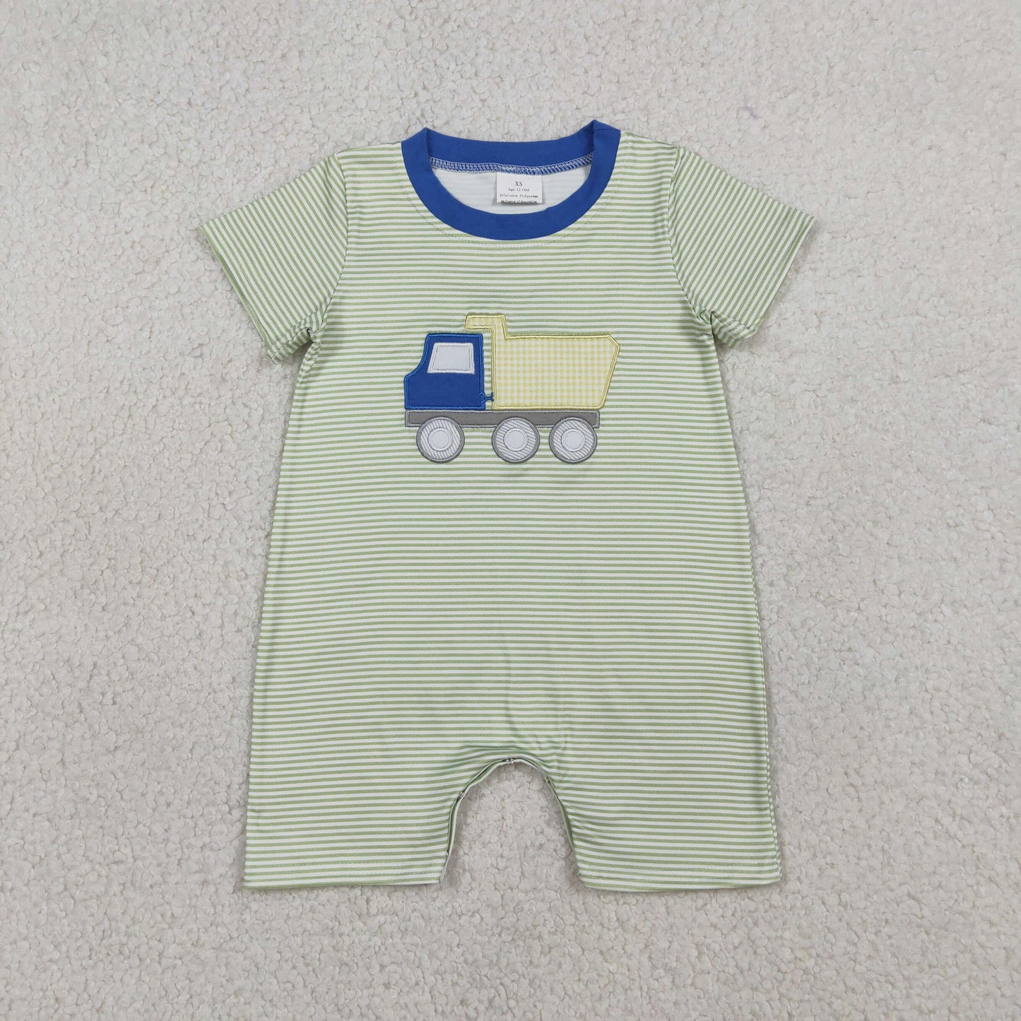 SR3893 embroidery Truck boy romper 202603 rts