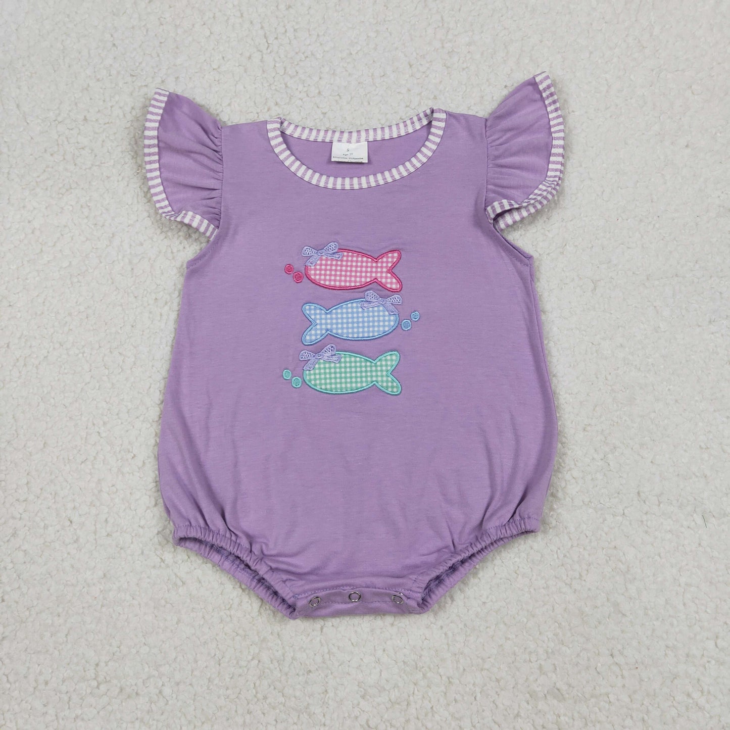 SR4006 embroidery fish girl romper 202604 RTS